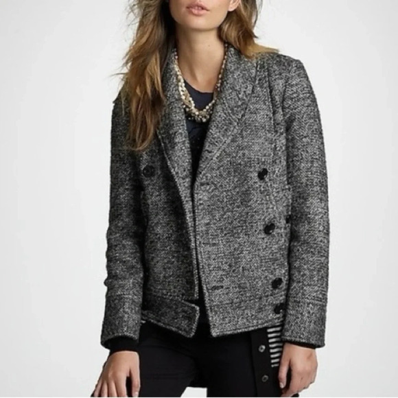 J. Crew Jackets & Blazers - JCrew Tweed Town Double Breasted Peacoat Jacket Wool Blend - Grey - Size 0